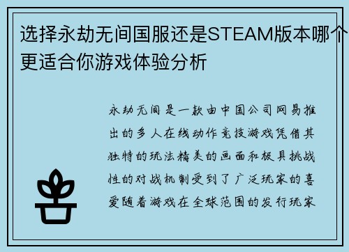 选择永劫无间国服还是STEAM版本哪个更适合你游戏体验分析 选择永劫无间国服还是STEAM版本哪个更适合你游戏体验分析